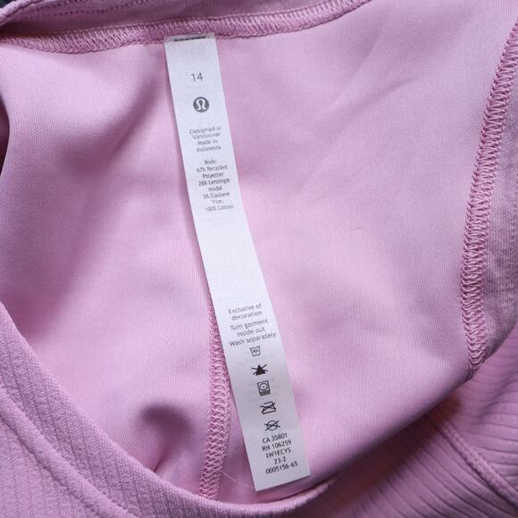 LULULEMON NWT Ribbed Softstreme Slim Fit Tank Dress Pink Peony Casual Women's 14 - Picture 8 of 10